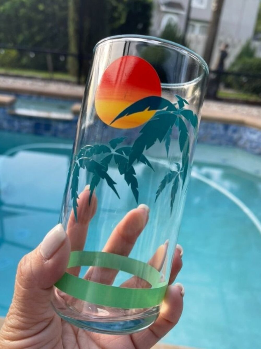 Vintage Tropical Palm Tree Sunset Tall Tumblers Set of 5 - Picture 6 of 6